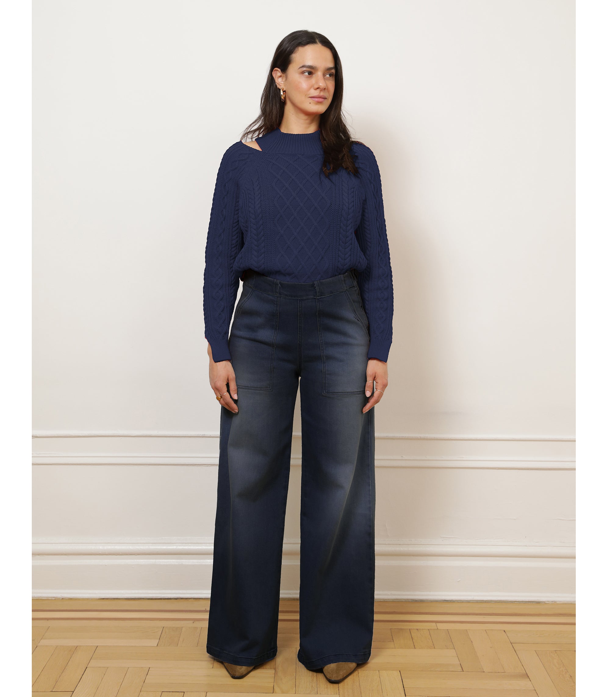 Long Sabrina Wide-Leg Jeans - Cowboy